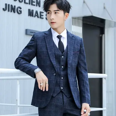 春秋季西服套装男新郎结婚礼服韩版修身潮流职业休闲高品质小西装图片