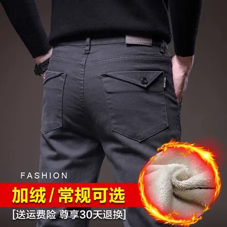 秋冬季加绒加厚休闲长裤男士宽松直筒保暖外穿羊羔绒男裤子秋冬款商品大图