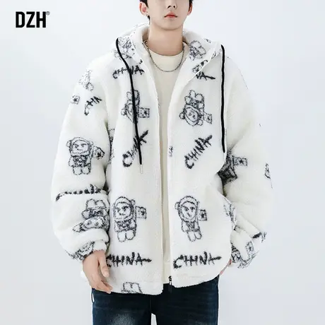 男士白色羊羔毛棉服冬季新款男超厚羊羔绒外套高级感加厚棉衣男款商品大图