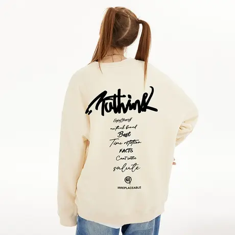 Nuthink美式无帽潮牌字母卫衣男国潮宽松潮流2023冬季新款上衣潮商品大图