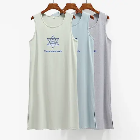 男士睡裙中长款连体无袖夏商品大图