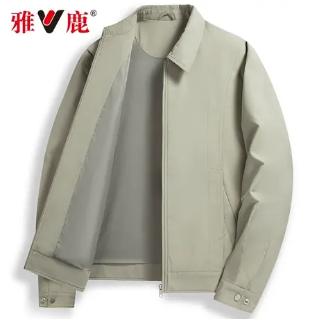 雅鹿男士经典行政夹克衫2024春季中老年休闲翻领干部装外套爸爸装商品大图