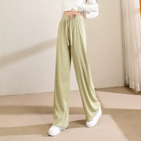 时尚气质休闲长裤2023年夏季新款女士简约宽松高腰显瘦百搭阔腿裤商品大图