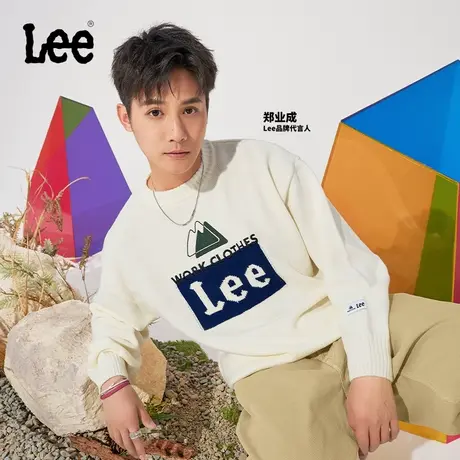 【郑业成同款】Lee23秋冬新品buddy Lee舒适圆领logo男女同款毛衣图片