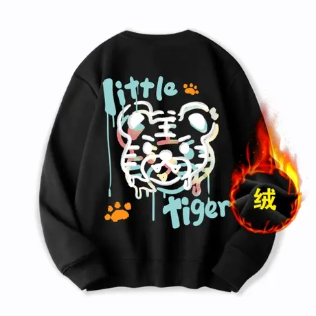 Ohlyah圆领卫衣女加绒加厚2022年虎年本命年衣服红色外套情侣装商品大图