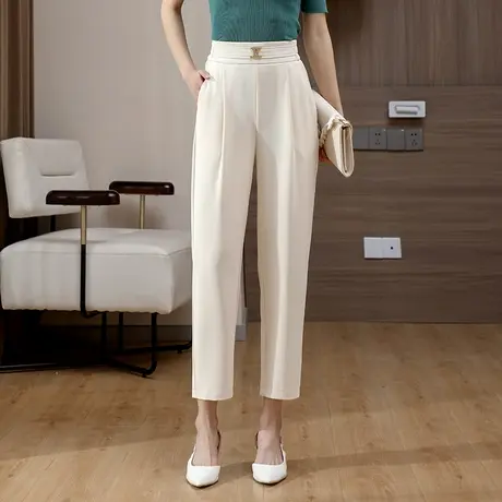 冰丝九分裤高腰哈伦裤韩版显瘦休闲裤夏季薄款小脚裤2023新款裤子商品大图