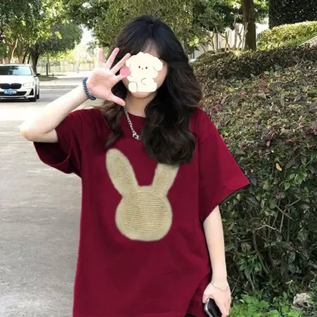 美式复古纯棉短袖t恤女2023宽松潮牌ins设计感小众chic港味上衣服图片