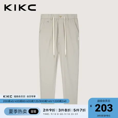 kikc凉感休闲裤男2023春夏新款商场同款抽绳松紧腰卡其色薄款裤子商品大图