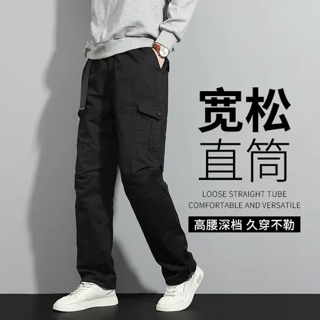 工装裤男秋季户外运动冲锋裤宽松直筒男士休闲裤春秋款中年防风裤商品大图