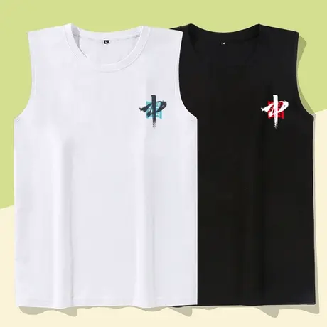 秀洛中国无袖t恤男潮夏季潮牌宽松纯棉男装运动健身砍袖背心男款商品大图