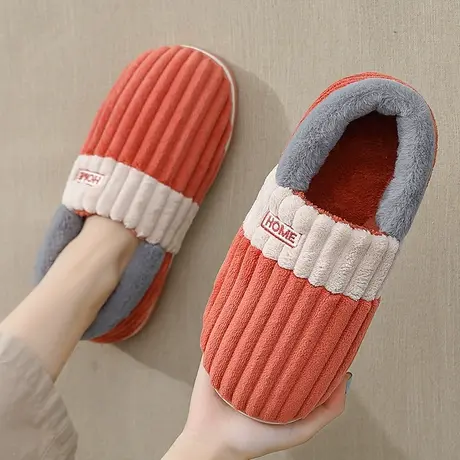 棉拖鞋女冬季包跟室内家居情侣居家ins加绒保暖厚底毛绒棉鞋冬天商品大图