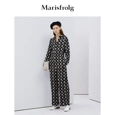 Marisfrolg玛丝菲尔碎花休闲裤女2020春季新款宽松时尚气质连体裤图片