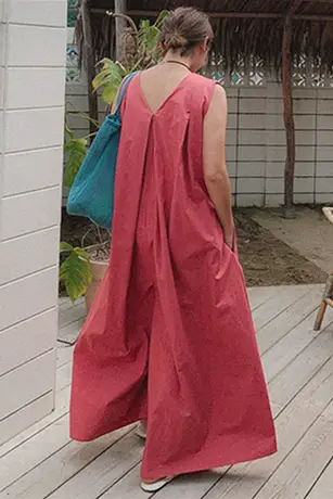 纯诗曼无袖连体衣气质学院风长款背带裤阔腿连体裤裙宽松大码裤子商品大图
