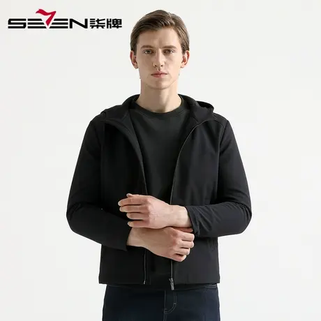 柒牌男装清仓茄克秋冬保暖男士休闲商务连帽风衣耐磨潮流青年夹克图片