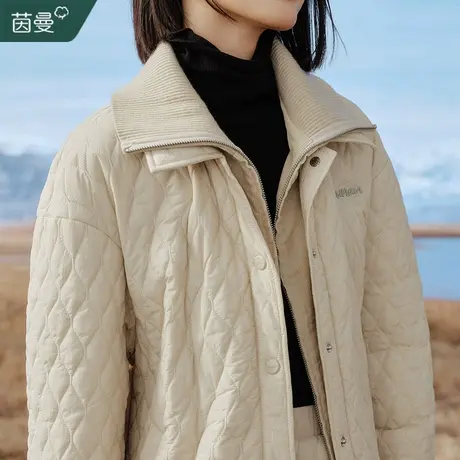 茵曼旗舰店美拉德穿搭夹棉外套女2023冬季新款小个子保暖棉衣棉服图片