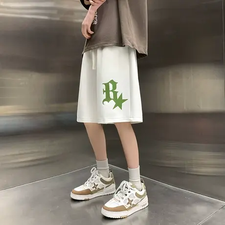 夏季短裤男士宽松百搭五分裤直筒休闲个性印花中裤夏天运动休闲裤商品大图