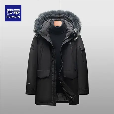 罗蒙秋冬季中长款加厚保暖羽绒服2023新款商务连帽毛领厚款外套男图片