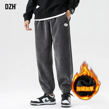 男士灯芯绒男裤冬季款休闲加绒裤子2023新款束脚雪尼尔运动裤加厚商品大图