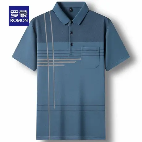 罗蒙父亲节礼物中老年短袖T恤男士2025新款爸爸夏装上衣服POLO衫图片