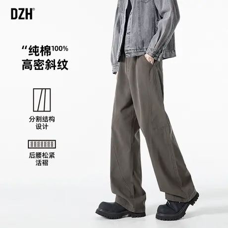 男士美式直筒工装裤男宽松纯棉裤子男款弯刀裤2025新款春季休闲裤商品大图