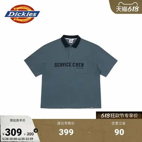 Dickies25春夏新款重磅棉 复古脱色印花设计宽松翻领短袖POLO男女图片