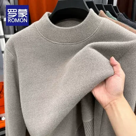 罗蒙冬季毛衣男加绒加厚雪尼尔半高领男装保暖上衣内搭针织打底衫图片