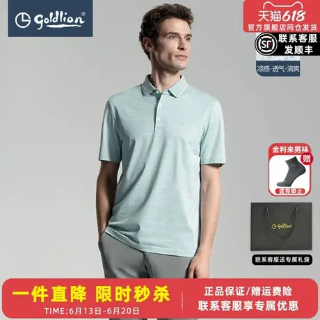 金利来夏季新款短袖T恤男酷派丝花纱条纹商务休闲翻领POLO图片