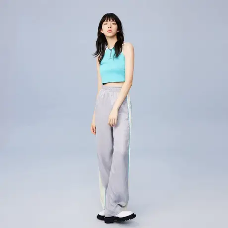 RIENYRE运动裤阔腿裤女2023新款春秋直筒宽松灰色高级慵懒休闲裤商品大图