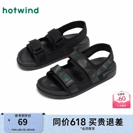热风男鞋25夏新款男士时尚厚底增高凉鞋户外露趾沙滩鞋子商品大图