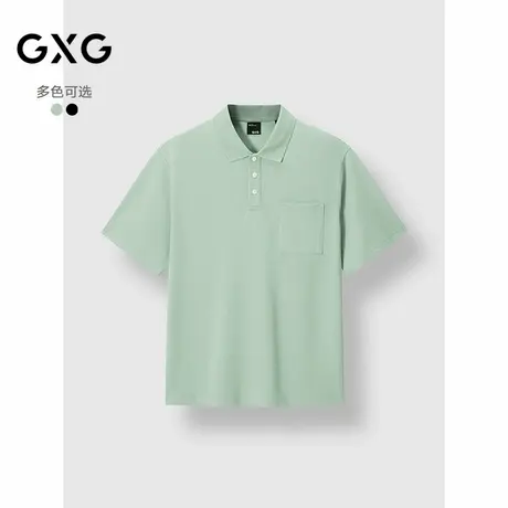 GXG男装 后背字母设计POLO衫通勤时尚短袖上衣 2025春季图片