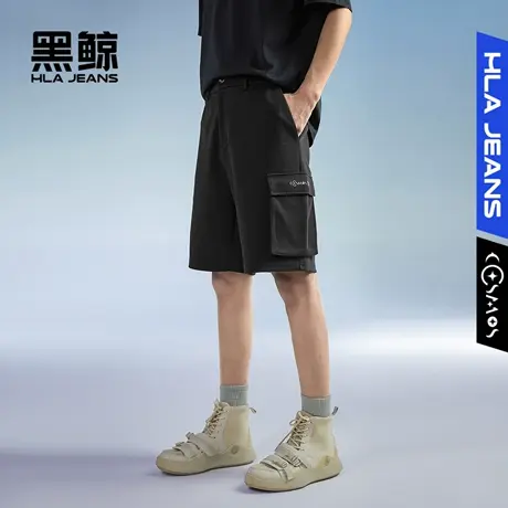黑鲸HLAJEANS海澜之家旗下潮牌星际熊休闲中裤男工装运动风短裤男商品大图