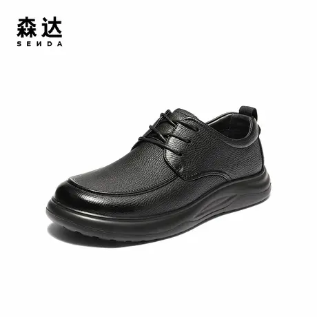森达休闲皮鞋男2025冬季新款舒适软面系带平底单鞋JDZ73DM5商品大图