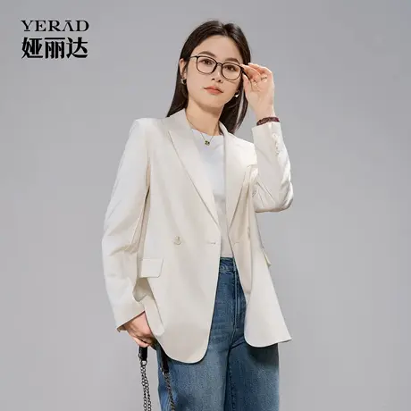 娅丽达高级感职场通勤气质米色西装外套女士秋季新款休闲长袖西服商品大图