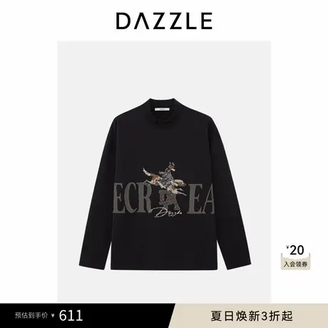DAZZLE地素奥莱 长袖卫衣慵懒冬季半高领套头卫衣上衣女商品大图