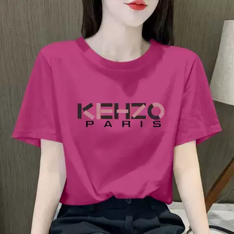 2025新款火龙果色落肩短袖t恤女韩版夏季宽松纯棉小个子半袖上衣商品大图