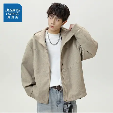 D4真维斯休闲宽松男装连帽外套 2025秋季新品 男士港风时尚夹克商品大图