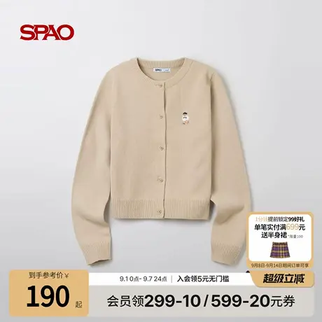 【WOODIE系列】SPAO韩国同款25年秋季新品女士小熊针织开衫商品大图