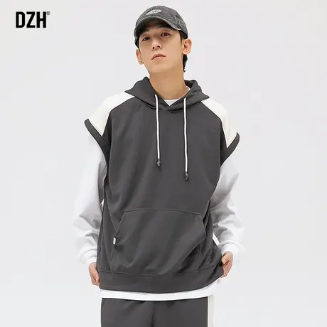 男士无袖卫衣男连帽马甲潮牌男装2023新款秋季上衣运动外套连帽衫图片