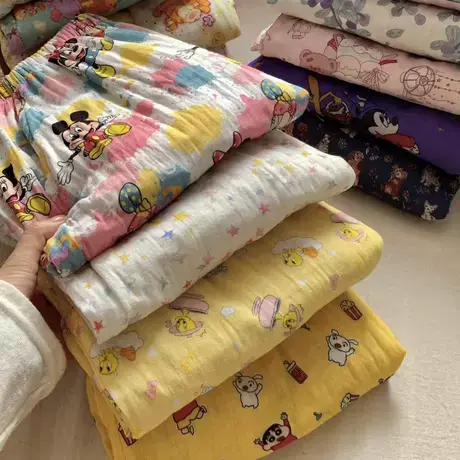 a类全棉双层棉纱春秋睡裤宽松舒适少女夏季遛弯可外出有口袋商品大图