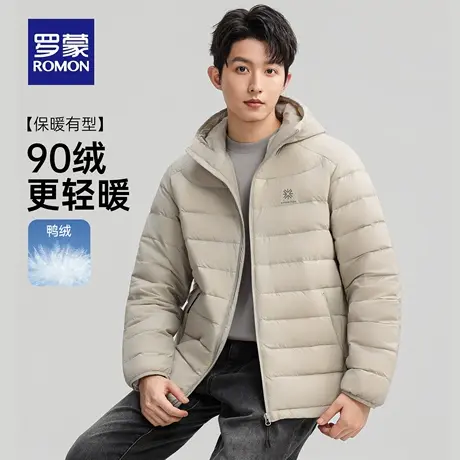 【早秋羽绒】罗蒙男士户外休闲连帽羽绒服2025秋季新款潮流外套男商品大图