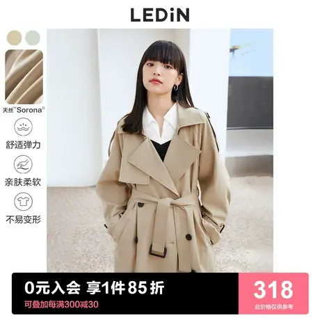 乐町经典长款风衣2023春季新款韩系风衣外套女宽松小个子高级感图片