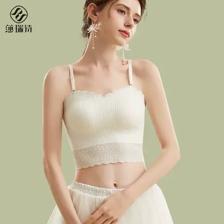 美背吊带内衣女薄款文胸一体式内搭带胸垫小背心蕾丝打底外穿抹胸商品大图