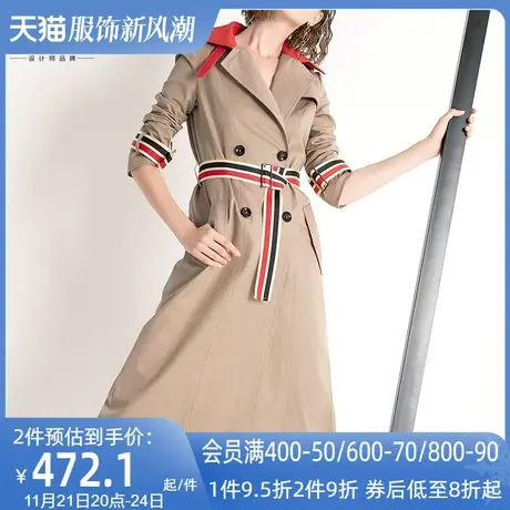 卡其色走路带风中长款风衣女2022春秋新款欧美风女装气质大衣外套商品大图