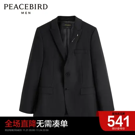 太平鸟男装奥莱 黑色西服男秋季新款西装B1BAC3X03图片