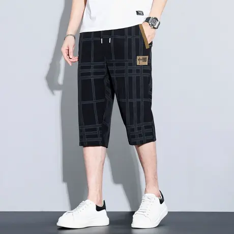 冰丝速干休闲短裤男装夏季薄款潮流直筒七分裤男士运动五分中裤子图片