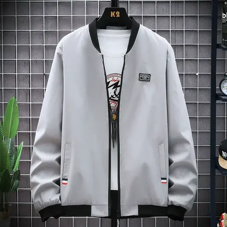 男士夹克衫2023秋季新品时尚潮流修身休闲外套男装上衣拉链衫长袖商品大图