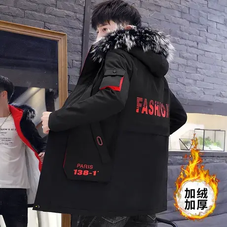 冬季男装棉服韩版潮流2025新款羽绒外套中长款加厚毛领棉衣棉袄潮商品大图