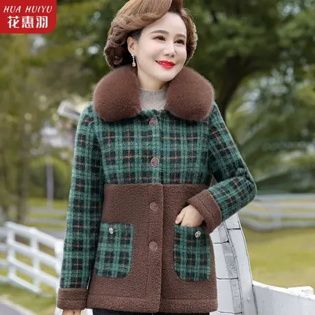 妈妈冬装颗粒绒洋气新款大码加厚棉袄中老年羊羔毛棉衣女秋冬外套图片