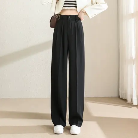 时尚气质休闲阔腿西装裤2023年夏季新款女士简约高腰显瘦通勤长裤图片