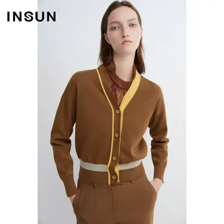 INSUN恩裳春季羊毛美拉德开衫毛针织衫图片